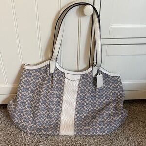 Coach Blue and Cream Patterned Tote